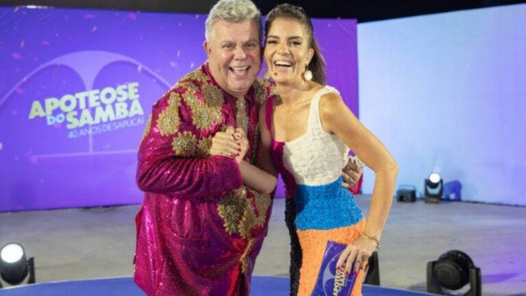 Foto de Milton Cunha e Mariana Gross no Carnaval da Globo