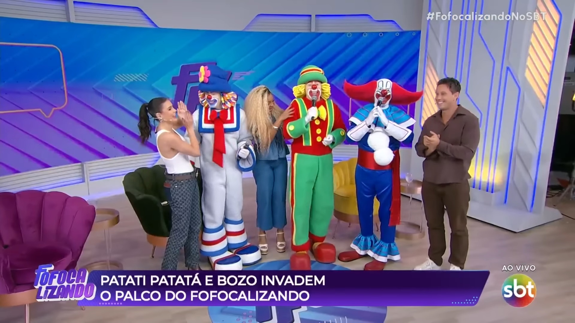 Foto dos palhaços Bozo, Patati e Patatá no Fofocalizando