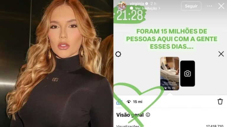 Montagem de foto de Virginia Fonseca e print de dados e estatísticas do Instagram