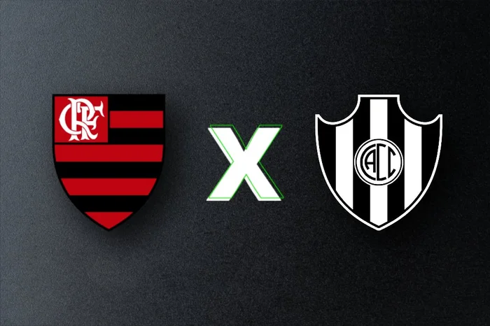 Foto dos escudos do Flamengo e do Central Córdoba