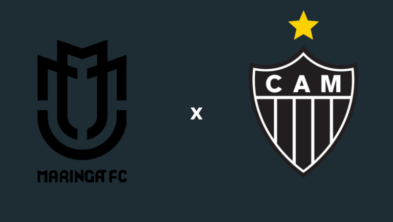 Foto dos escudos de Maringá e Atlético-MG