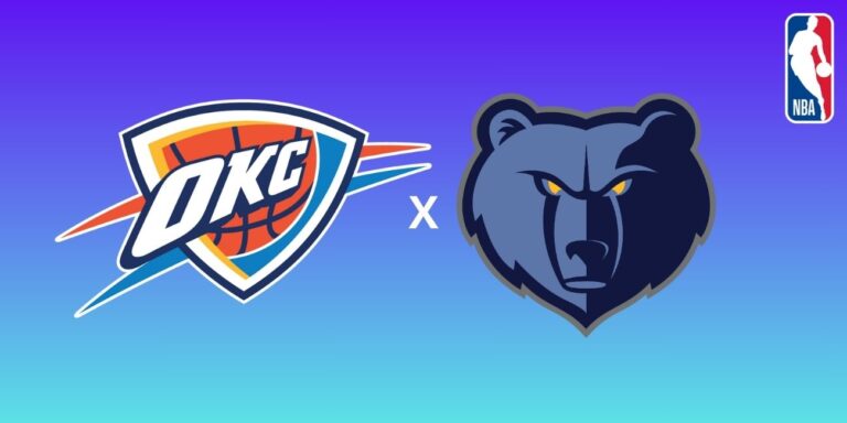 Foto dos escudos de Oklahoma City Thunder e Memphis Grizzlies na NBA
