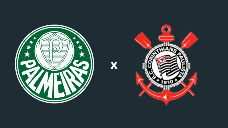 Foto dos escudos de Palmeiras e Corinthians