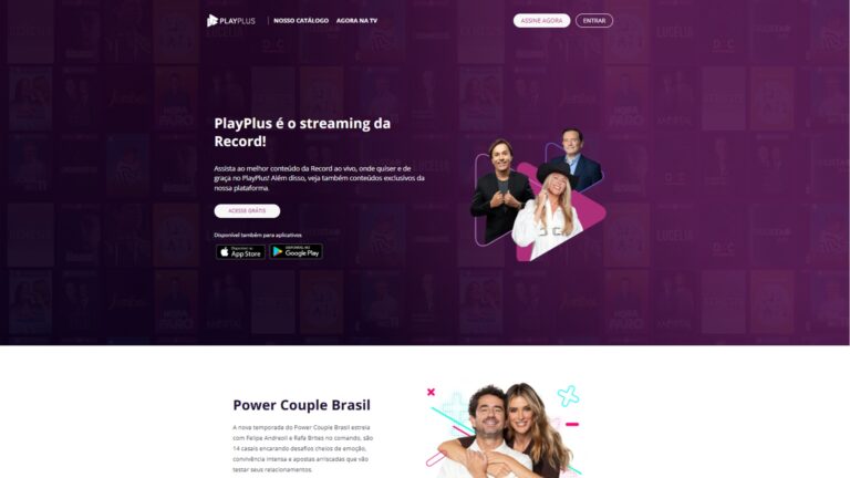 Foto da home do PlayPlus, serviço de streaming da Record