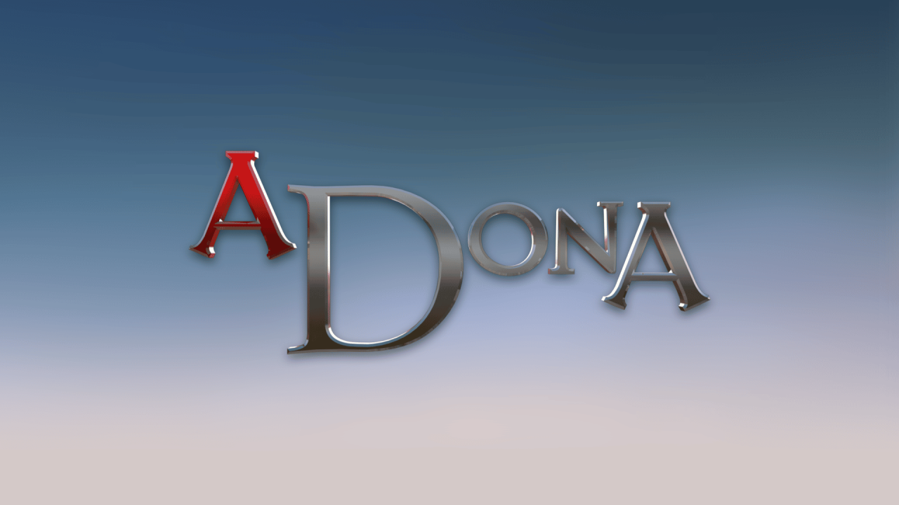 Imagem com logotipo da novela A Dona