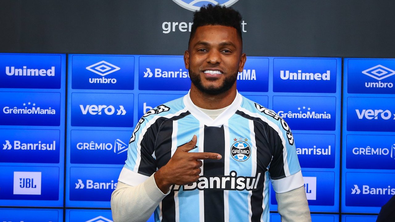 Grêmio apresentou o atacante Miguel Borja em agosto; SBT quer os direitos do Campeonato Gaúcho (foto: Lucas Uebel/Grêmio FBPA)