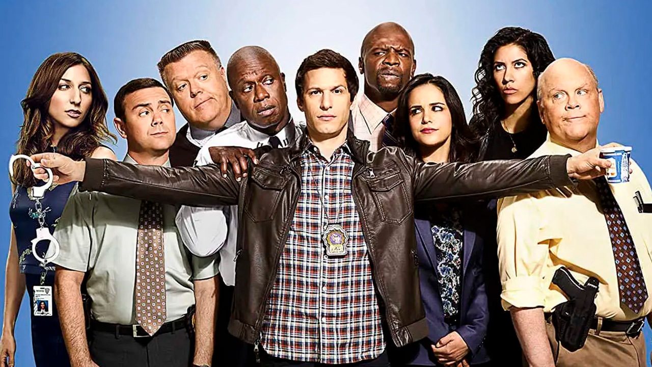 Imagem com foto do elenco da série Brooklyn Nine-Nine