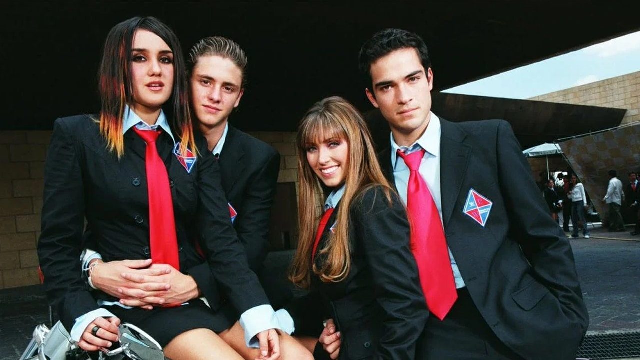 Imagem com foto de Dulce María, Christopher von Uckermann, Anahí e Alfonso Herrera em Rebelde