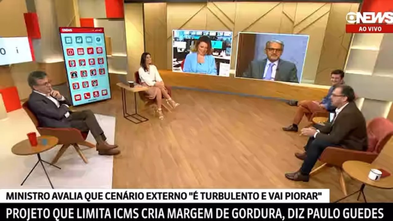 Imagem com foto dos jornalistas do Estúdio i da GloboNews