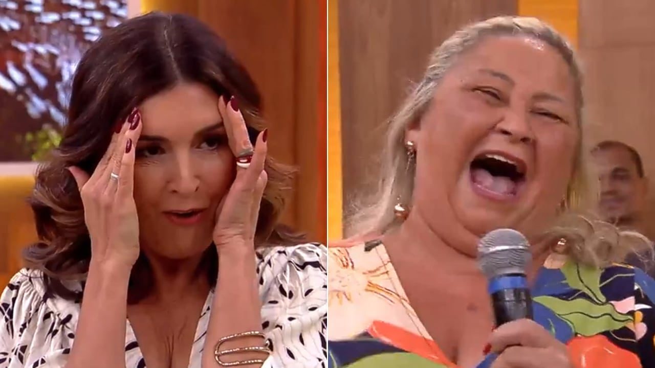 Imagem com montagem das fotos de Fátima Bernardes e a telespectadora Cássia