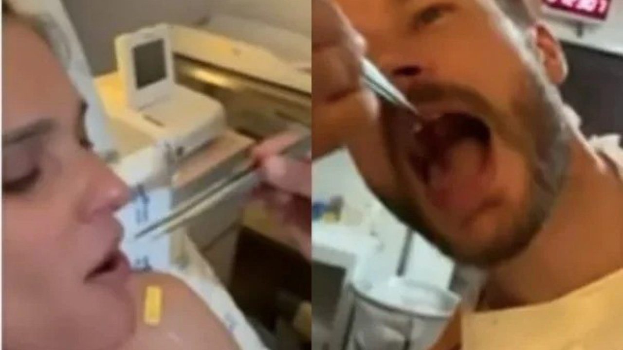 Fernanda Lima e Rodrigo Hilbert comendo placenta da filha (foto: Reprodução)