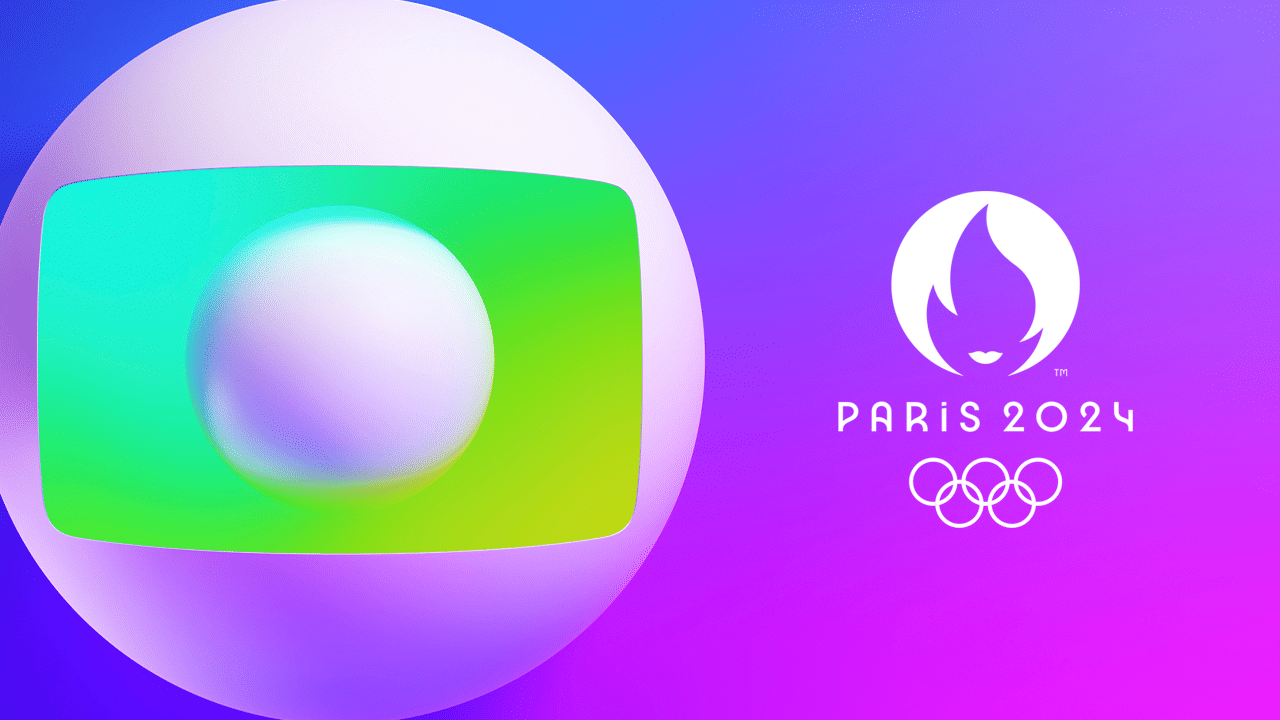 Imagem com montagem do logotipo da Globo ao lado do logo dos Jogos Olímpicos de Paris