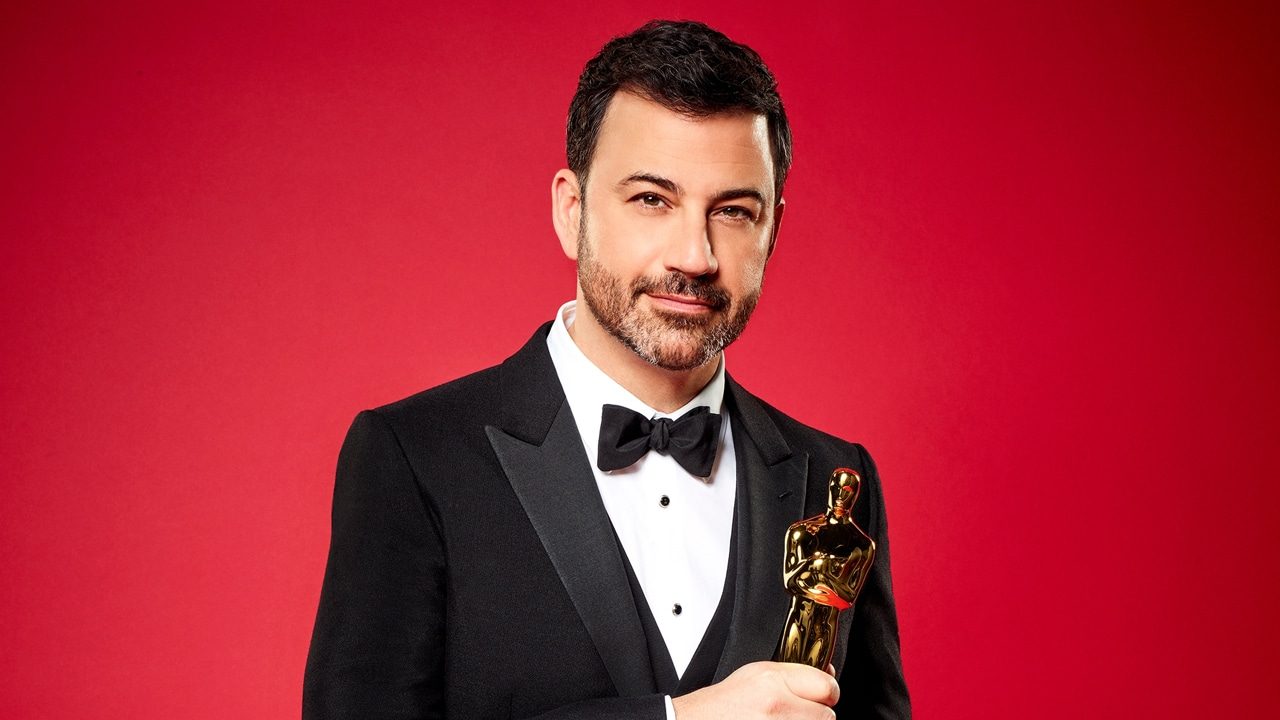 Imagem com foto do comediante Jimmy Kimmel, apresentador do Oscar 2023