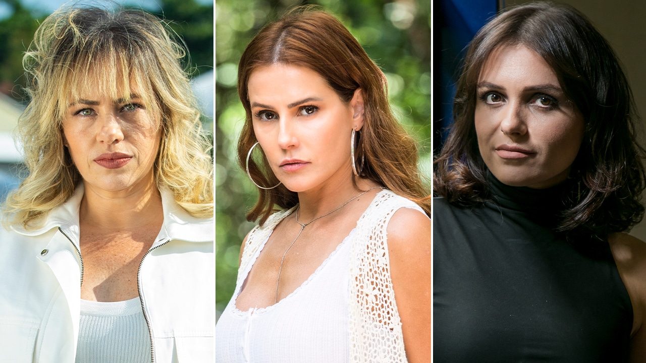 Imagem com foto de Karine Teles, Deborah Secco e Monica Iozzi, que vão interpretar protagonistas em Elas por Elas