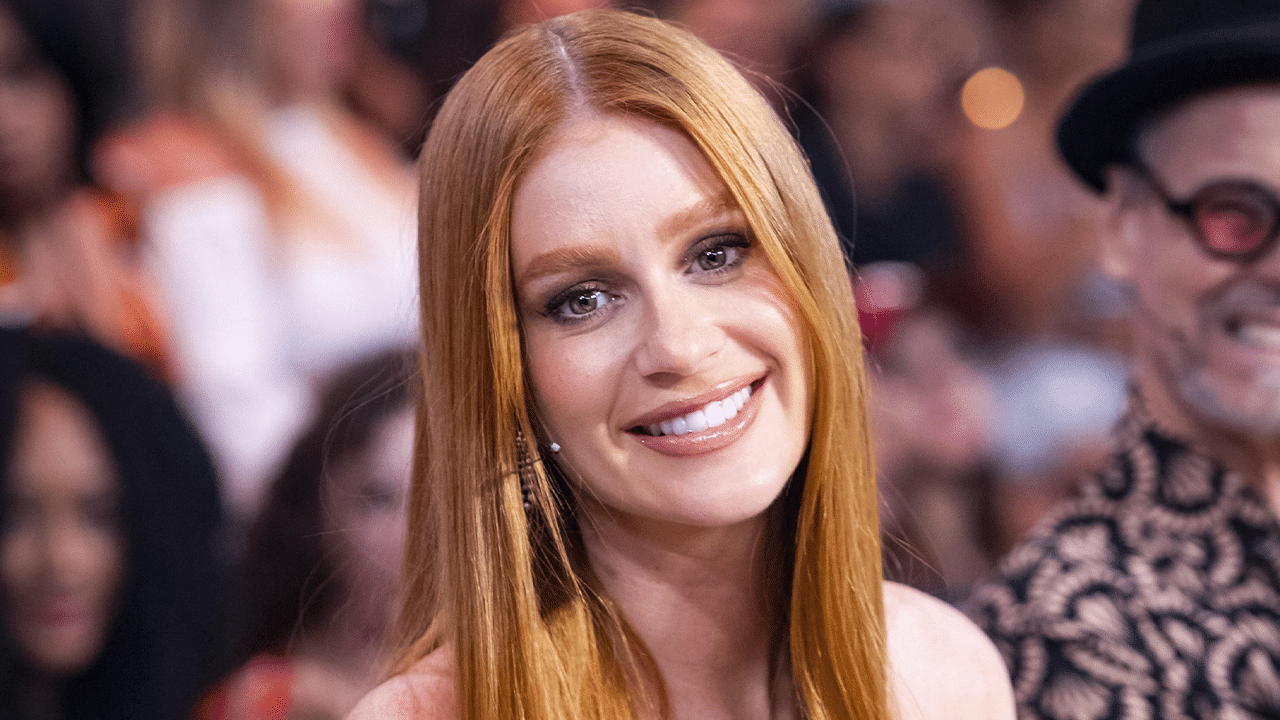 Imagem com foto da atriz Marina Ruy Barbosa, protagonista da novela Fuzuê, da Globo