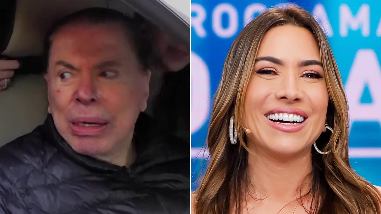 Imagem com montagem das fotos de Silvio Santos e Patricia Abravanel