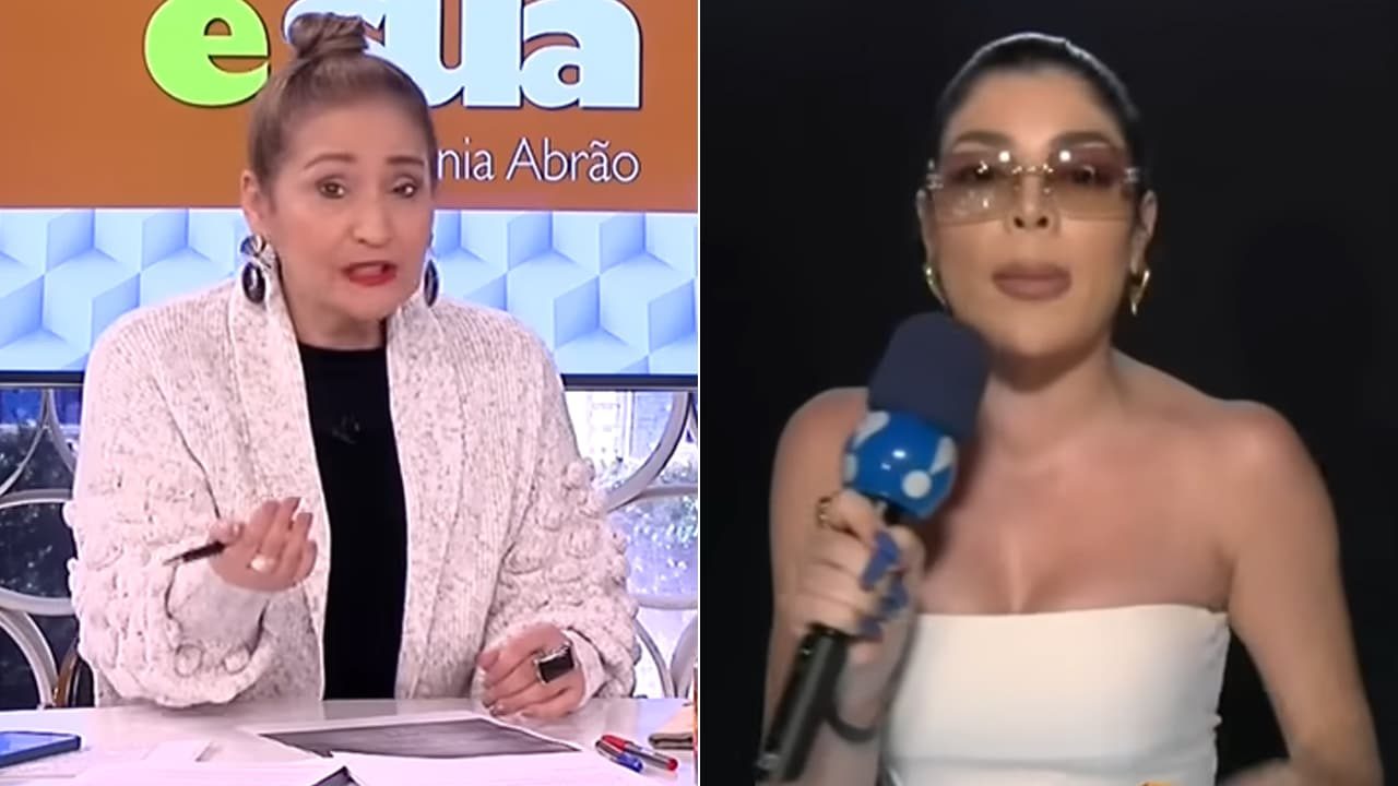 Imagem com montagem das fotos da apresentadora Sonia Abrão e da influenciadora GKay