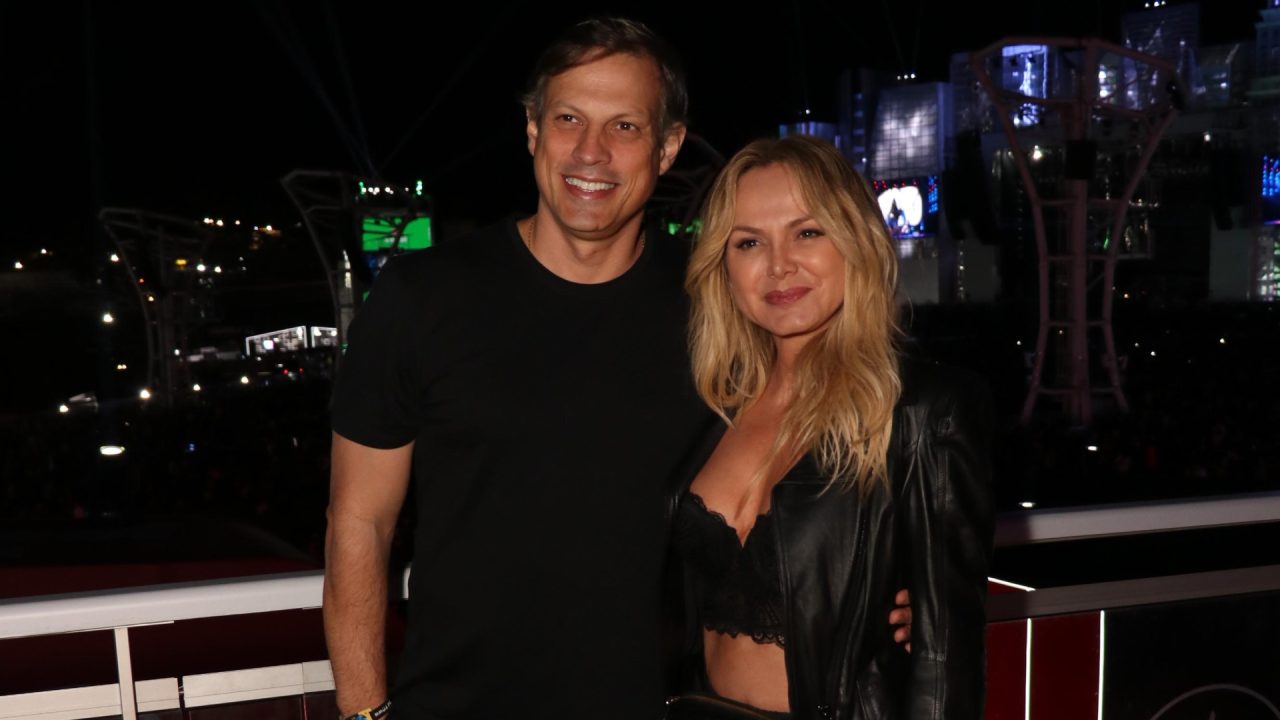 Foto de Adriano Ricco e Eliana no camarote do Rock in Rio