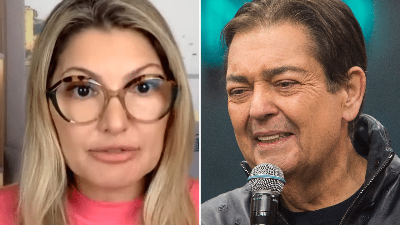 Imagem com montagem das fotos de Antonia Fontenelle e Faustão