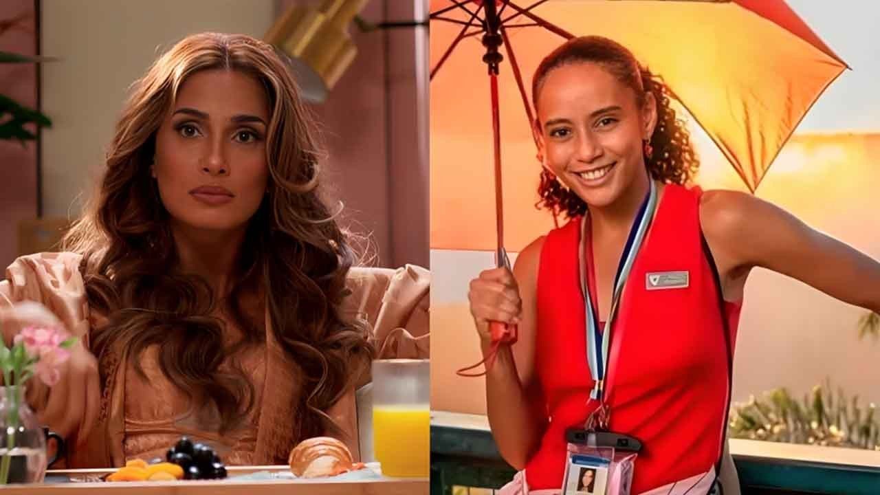 Montagem de fotos de Camila Pitanga em novela da Max e Taís Araujo em Vale Tudo da Globo