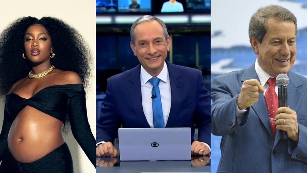 Montagem com Iza, José Roberto Burnier, do Jornal Hoje, e R. R. Soares