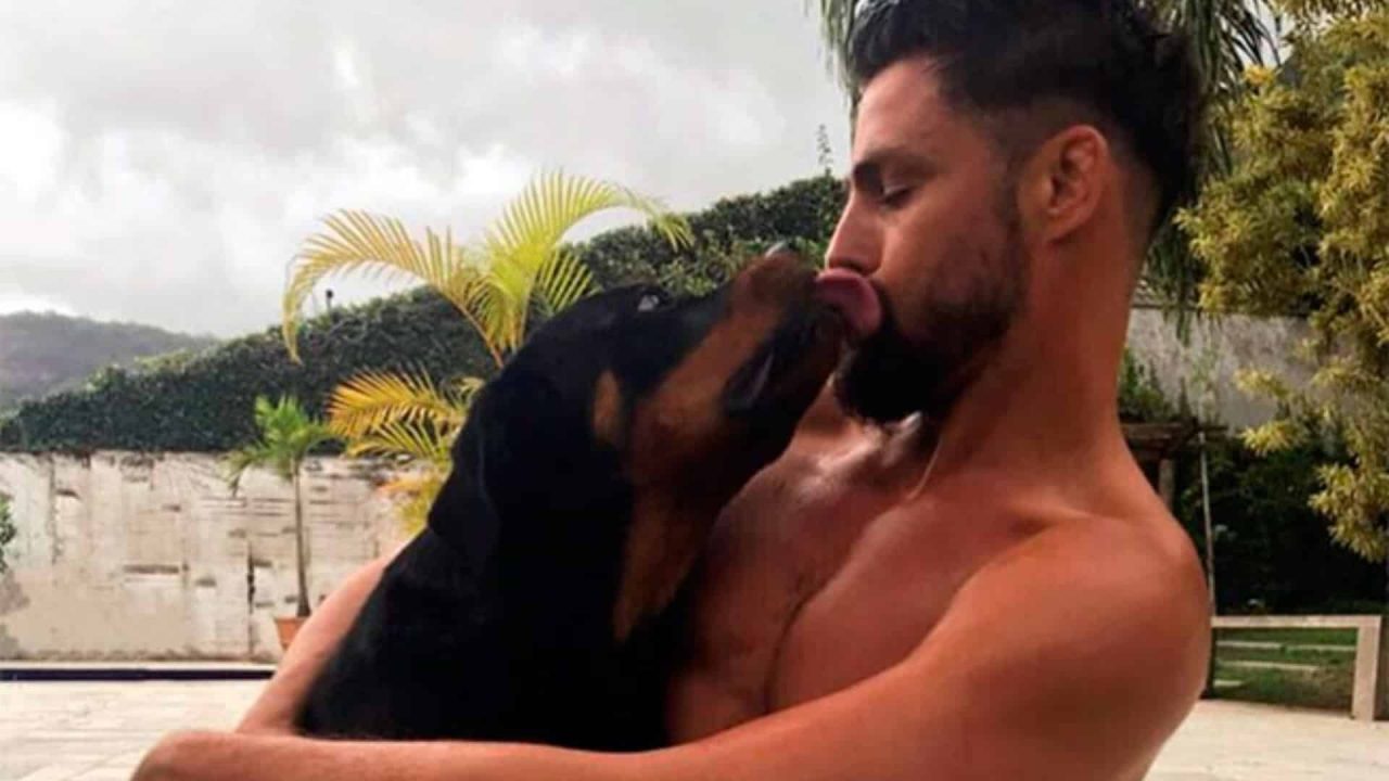 Foto de Cauã Reymond com cachorro