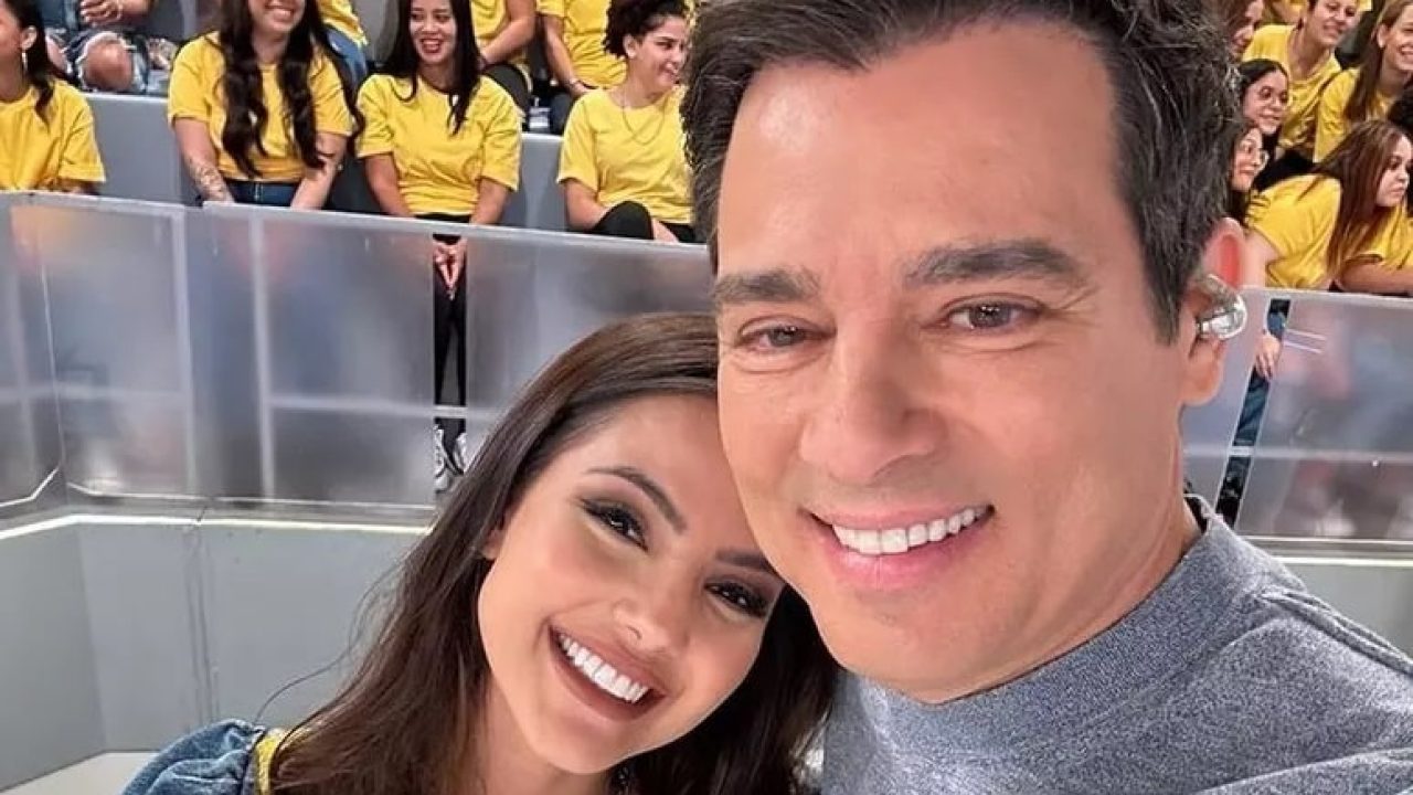 Foto de Celso Portiolli e Luana Andrade no Domingo Legal