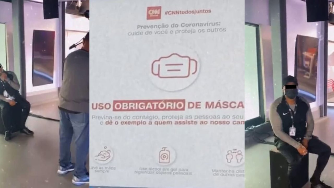 Funcionários da CNN Brasil ignoram solenemente aviso espalhado pela sede do canal de notícias (foto: Reprodução/Redes Sociais)