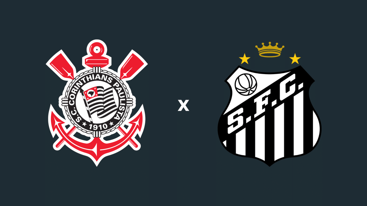 Foto dos escudos de Corinthians e Santos