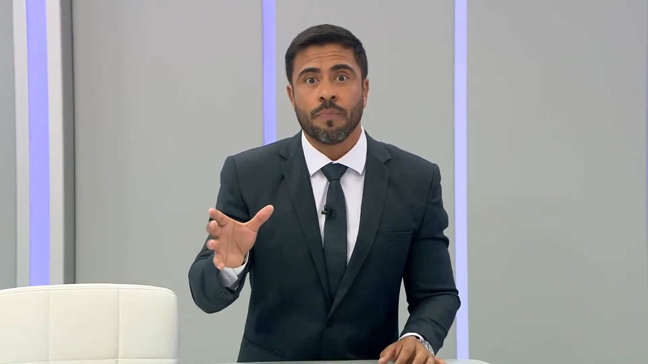 Daniel Santos no estúdio do Balanço Geral Curitiba