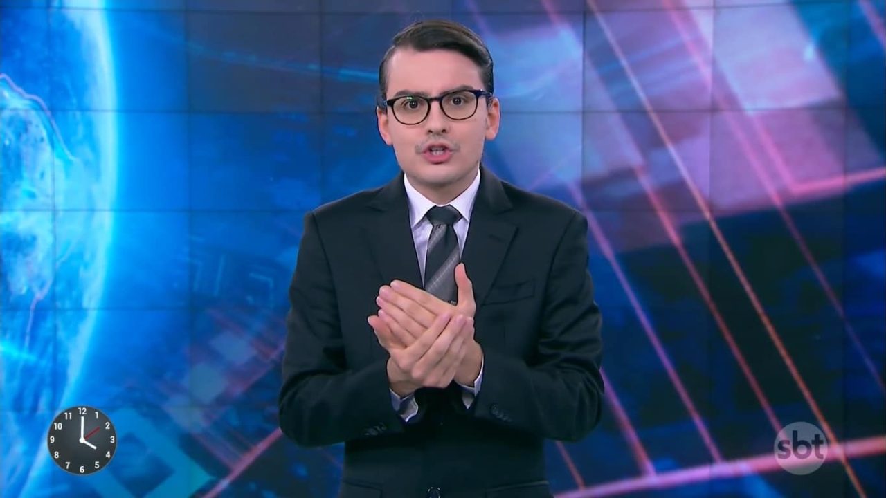 Dudu Camargo surgiu com novo visual no Primeiro Impacto de 3 de junho (foto: Reprodução/SBT)