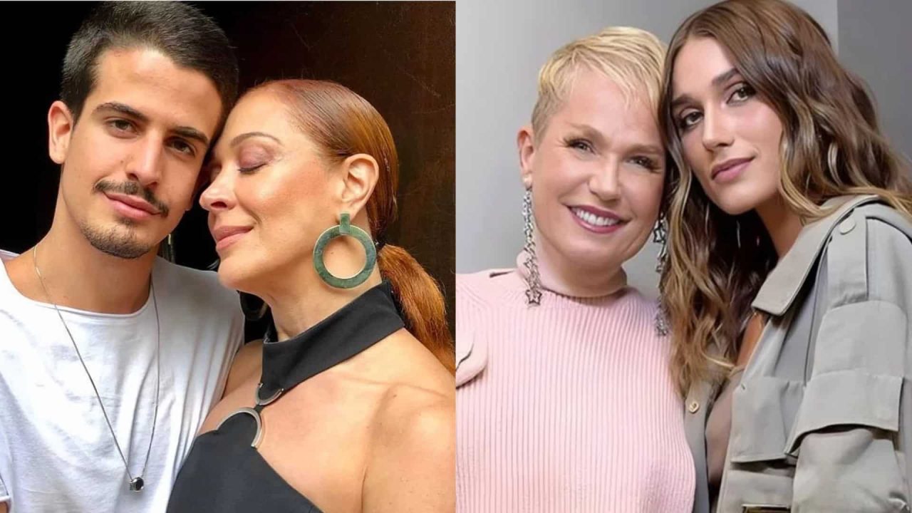 Foto de Enzo Celulari abraçado com Claudia Raia e Xuxa com Sasha Meneghel