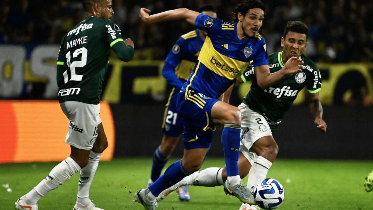 Foto dos times do Palmeiras e Boca Juniors em jogo exibido pela ESPN