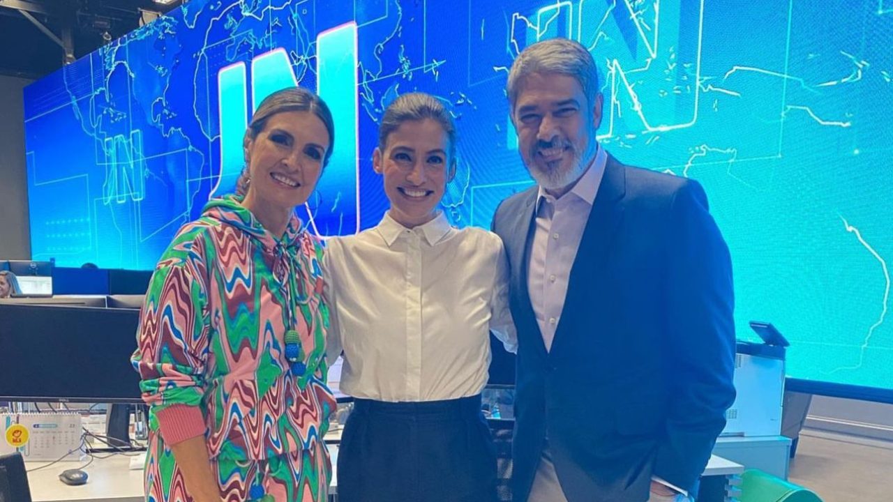 Foto de Fátima Bernardes, Renata Vasconcellos e William Bonner