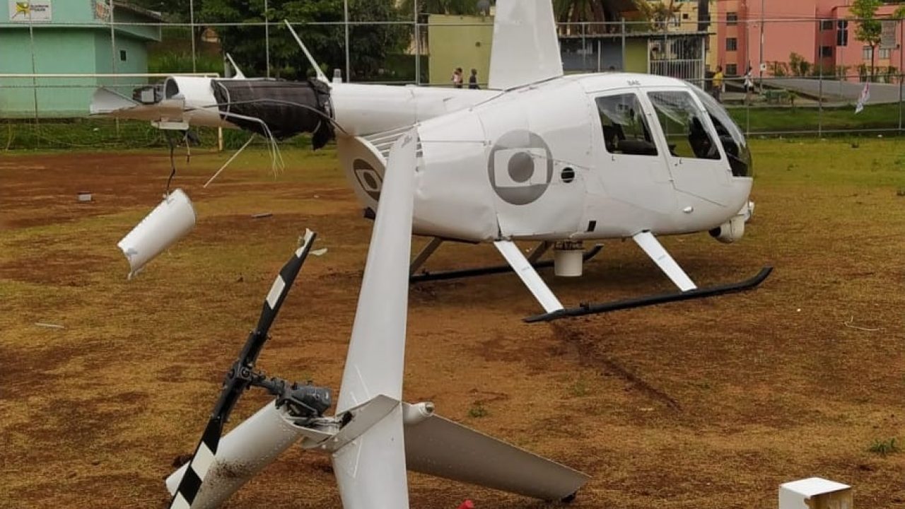 Helicóptero da Globo ficou danificado após pouso forçado