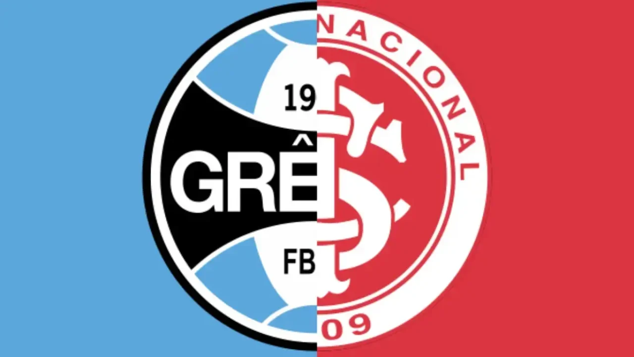 Montagem dos escudos do Grêmio e do Internacional