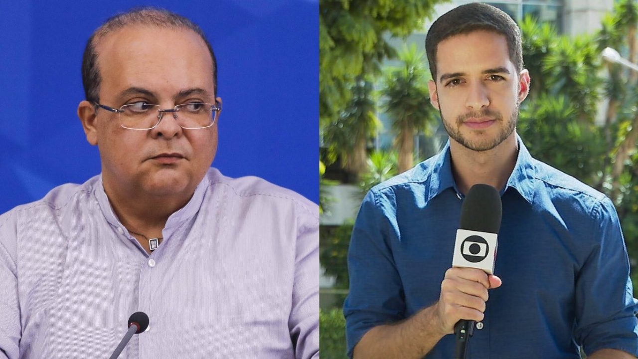 Montagem entre Ibaneis Rocha, Governador do Distrito Federal, e o jornalista Gabriel Luiz, da Globo Brasília