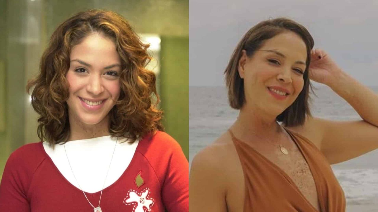 Foto de Júlia Almeida antes e atualmente