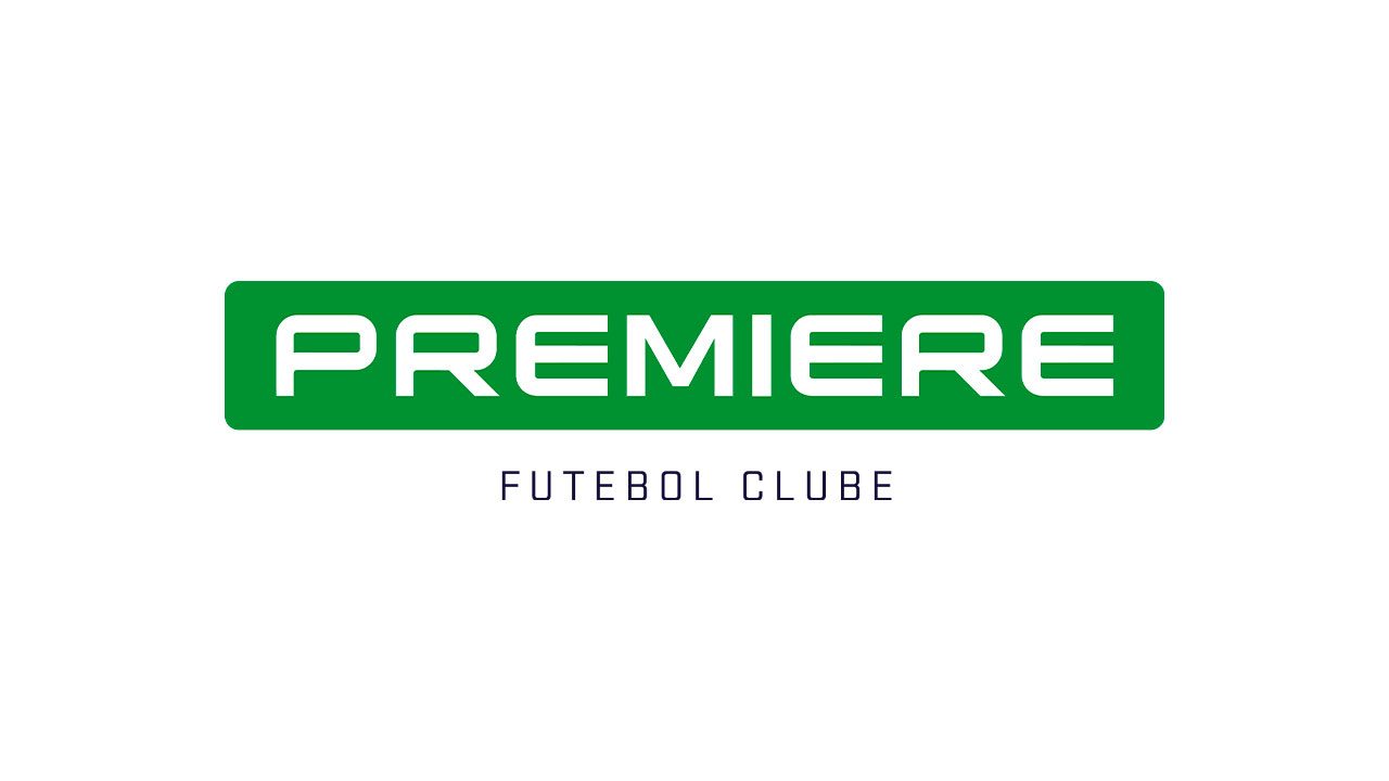 Logotipo do canal Premiere Futebol Clube, com a palavra "Premiere" em branco sobre fundo verde e "Futebol Clube" escrito abaixo em letras pretas