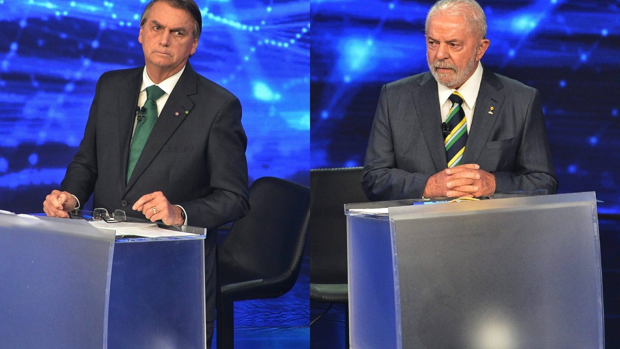 Foto de Jair Bolsonaro e Lula no debate da Band