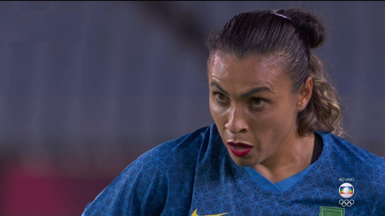 Marta foi um dos destaques da seleção brasileira: jogo turbinou audiência matinal da Globo (foto: Reprodução/TV Globo)