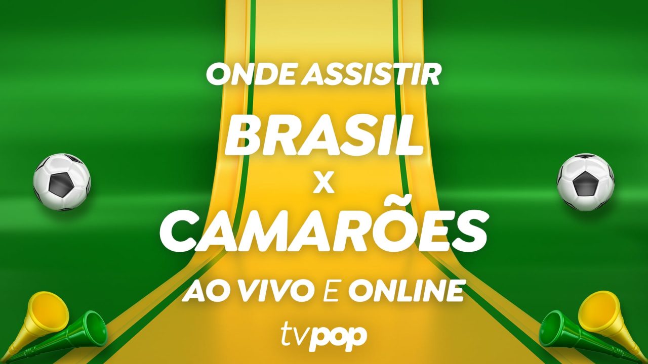 Foto da arte de transmissão de Brasil x Camarões pela Copa do Mundo