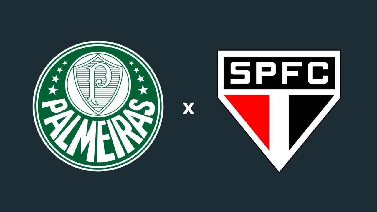 Foto com os escudos do Palmeiras e do São Paulo