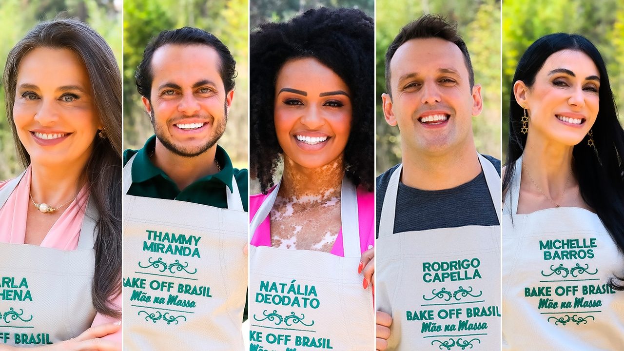 Imagem com montagem das fotos dos participantes do Bake Off Celebridades