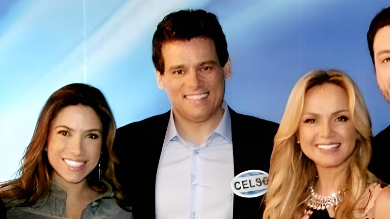 Foto de Patricia Abravanel, Celso Portiolli e Eliana nos estúdios do SBT