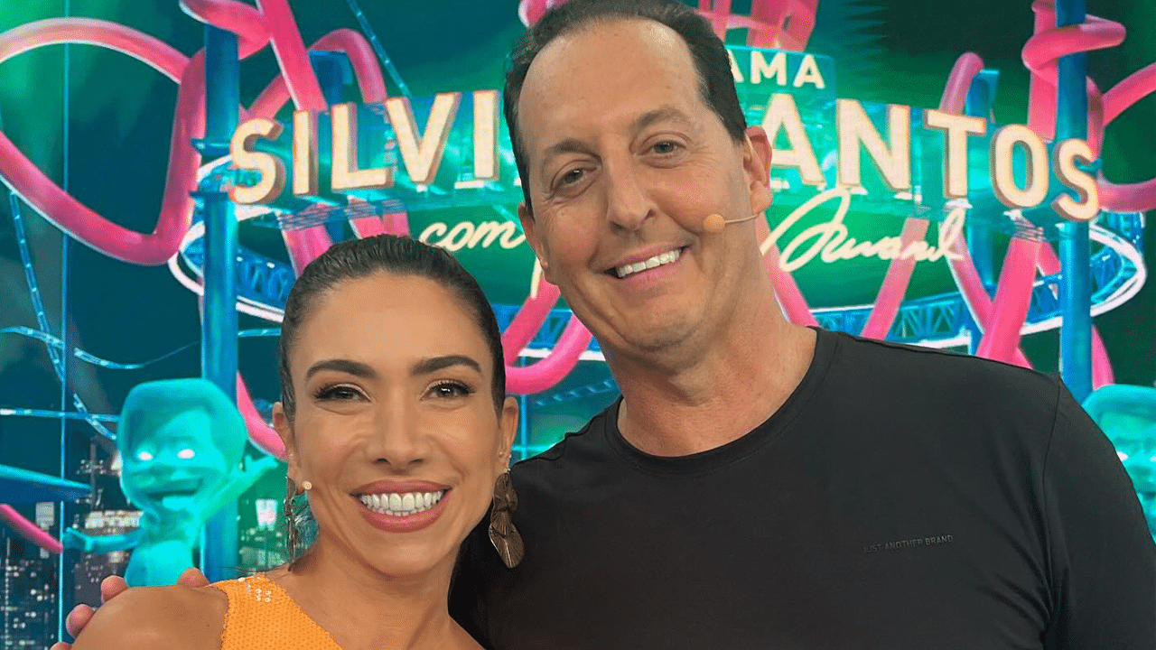 Patricia Abravanel e Benjamin Back no palco do Programa Silvio Santos