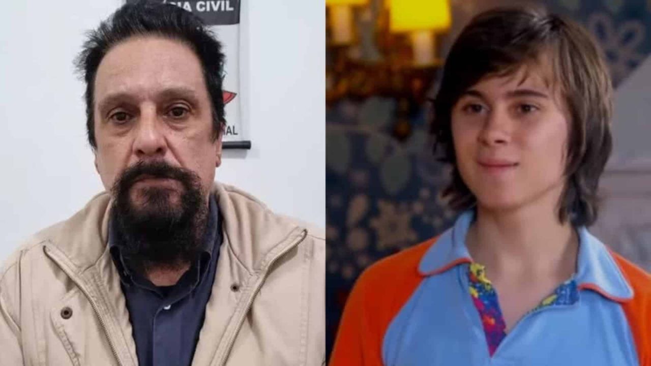 Montagem de fotos de Paulo Cupertino detido e Rafael Miguel em Chiquititas