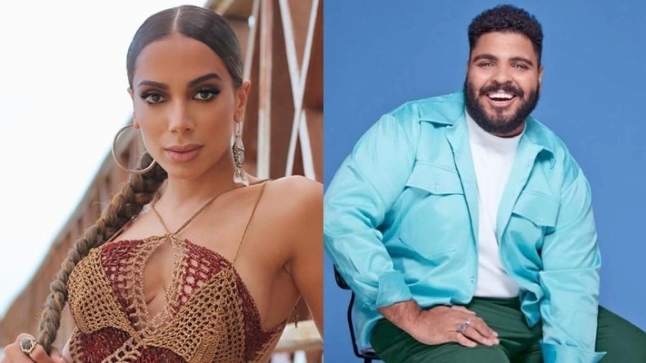 Montagem com fotos de Anitta e Paulo Vieira