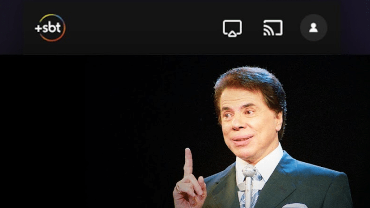 Imagem de streaming do SBT com foto de Silvio Santos