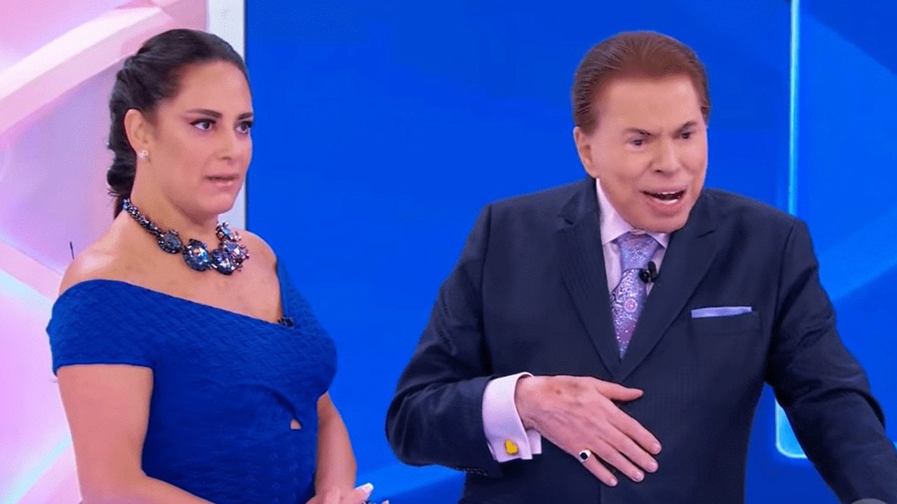 Silvia Abravanel e Silvio Santos durante o programa dele no SBT